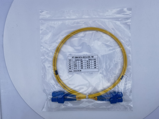 10m SC UPC Ke SC UPC Patch Cord Duplex 3.0mm OFNR 9/125 Single Mode