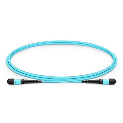 Aqua 1m MPO MPO Jenis kabel serat optik OFNP OM3 Multimode