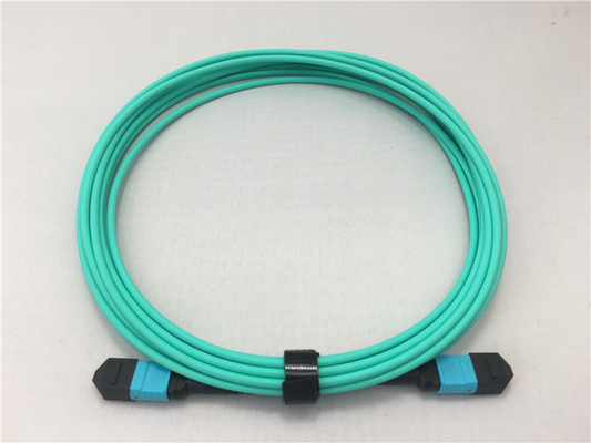 Aqua 1m MPO MPO Jenis kabel serat optik OFNP OM3 Multimode