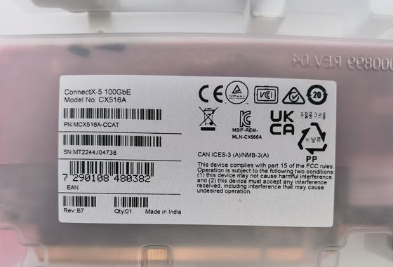Mellanox MCX516A-CCAT ConnectX-5 EN 100GbE Dual-Port QSFP28 PCIe3.0 X 16 Kartu Antarmuka Tall&Short Bracket Konektivitas Fiber 4G