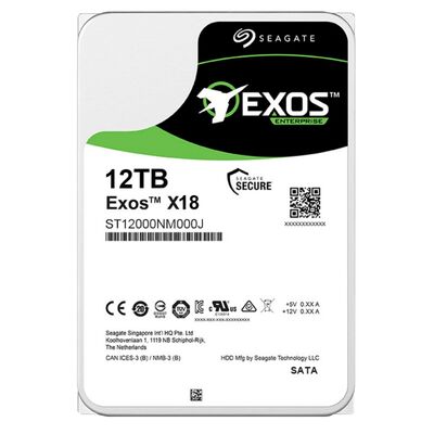 Hard Drive Internal Seagate Exos X18 ST12000NM000J 12TB 7200 RPM Cache 256MB SATA 6Gb/s CMR Enterprise HDD untuk Penyimpanan Server 24/7