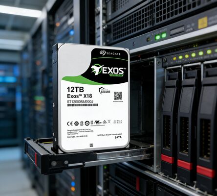 Hard Drive Internal Seagate Exos X18 ST12000NM000J 12TB 7200 RPM Cache 256MB SATA 6Gb/s CMR Enterprise HDD untuk Penyimpanan Server 24/7