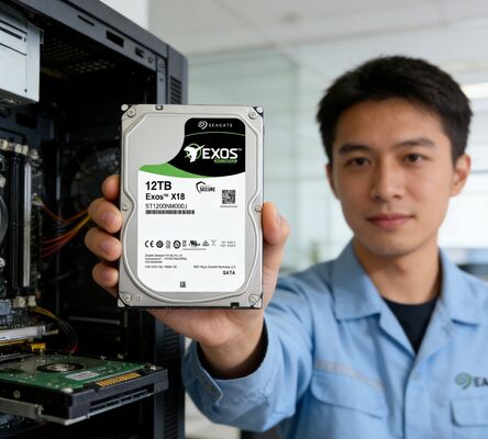Hard Drive Internal Seagate Exos X18 ST12000NM000J 12TB 7200 RPM Cache 256MB SATA 6Gb/s CMR Enterprise HDD untuk Penyimpanan Server 24/7